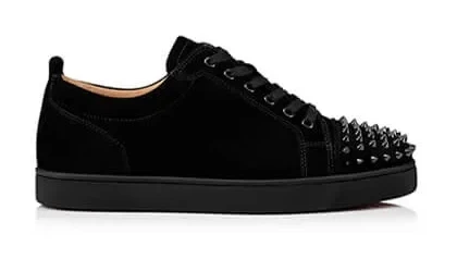 Christian Louboutin Louis Junior Spikes Suede-Effect Sneakers Black product view 1