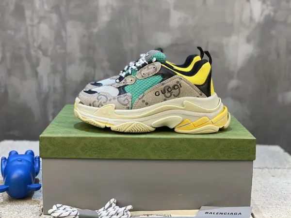 Gucci Balenciaga Triple S Beige Green Yellow Sneaker product photo