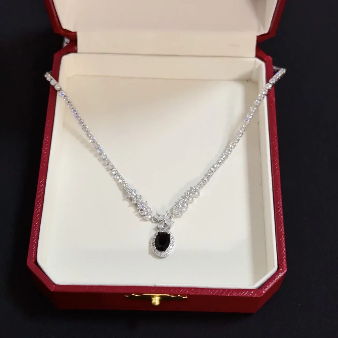 Cartier Black Teardrop Silver-Tone Pendant Necklace product view 3