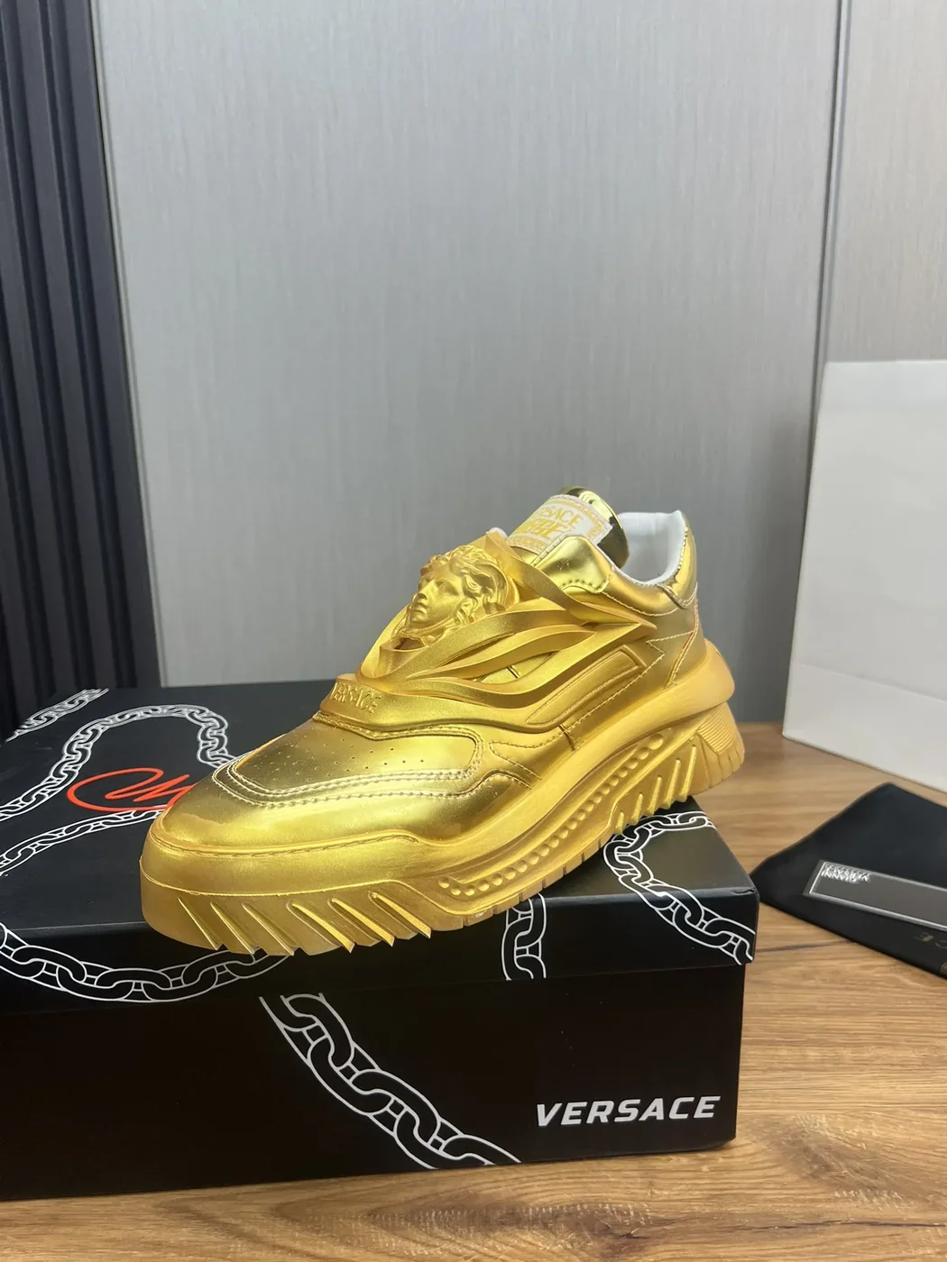 Versace Leather Sneakers Gold product view 1