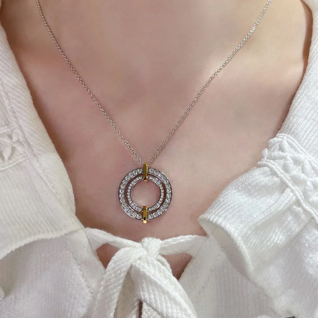 Tiffany  Co. Two-Tone Round Pavé-Effect Pendant Necklace Two-Tone product view 6