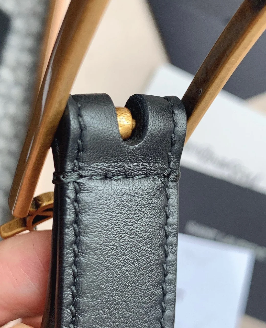 Saint Laurent New Cassandre Buckle Belt 20MM In Black Leather product view 8
