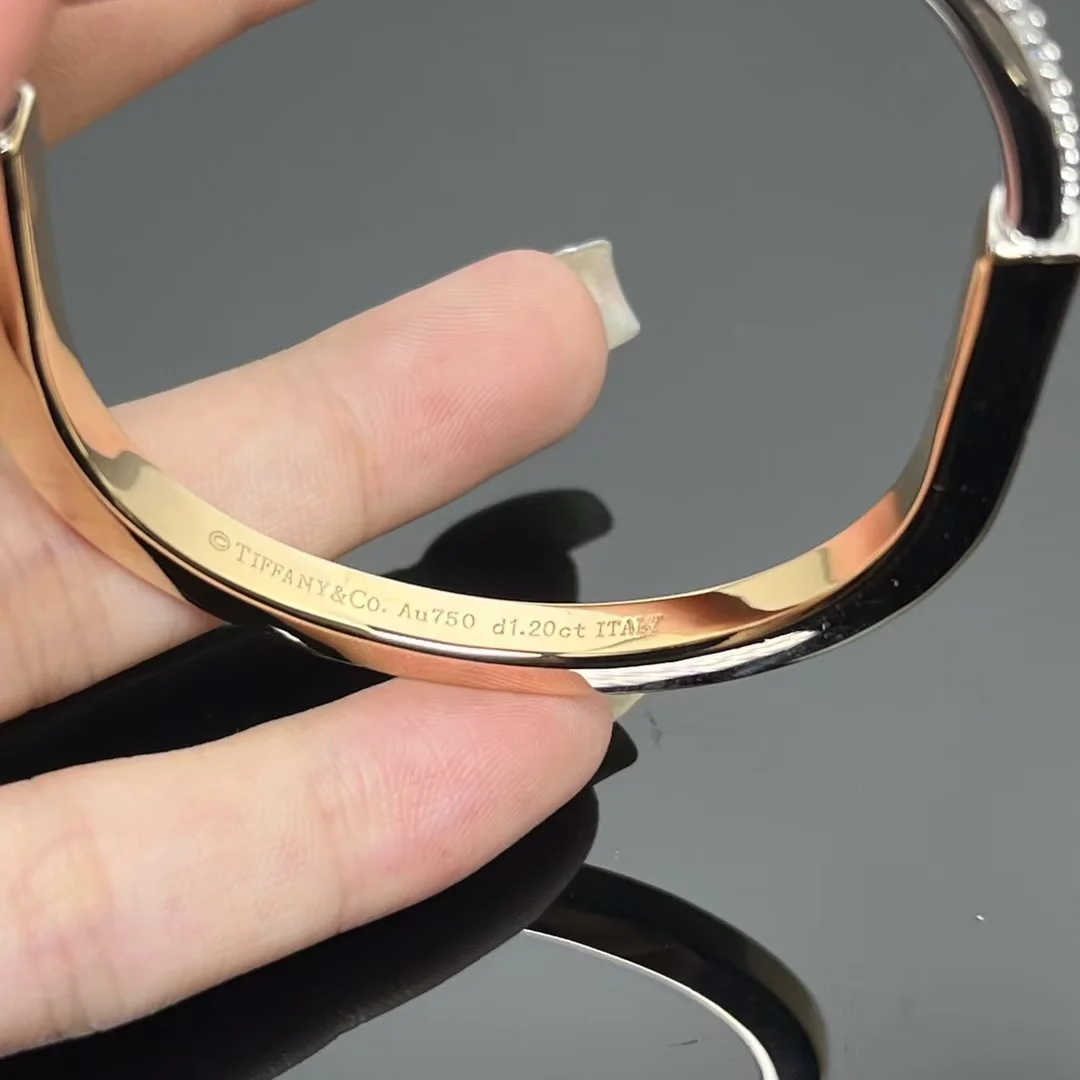 Tiffany  Co. Lock Half Pavé-Effect Hinged Bangle Gold-Tone product view 2