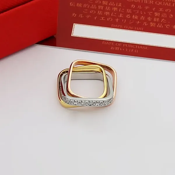 Cartier Trinity Three-Tone Interlocking Ring with Pave-Effect Band product view 3