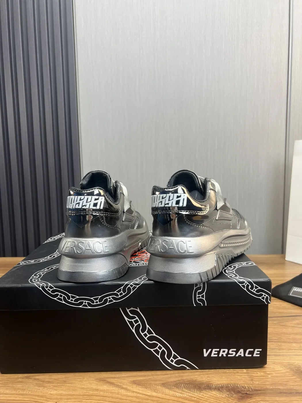 Versace Leather Sneakers Silver product view 5