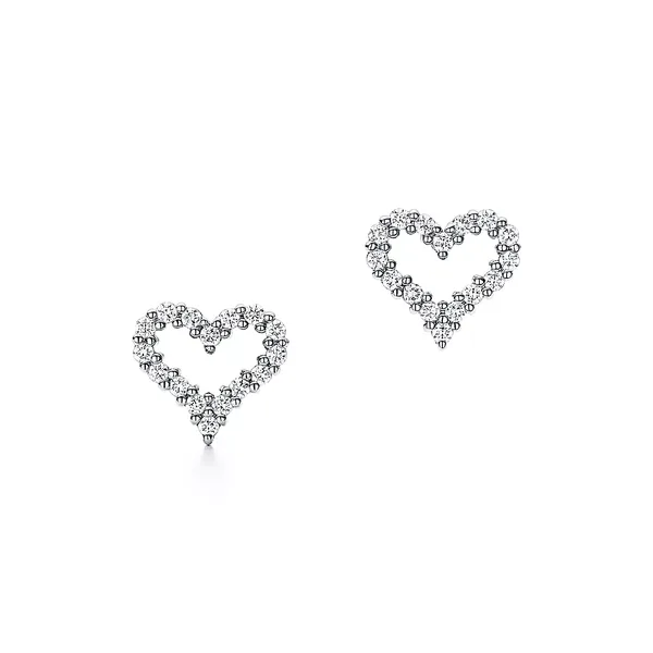 Tiffany  Co. Pavé-Effect Open Heart Stud Earrings Silver-Tone product view 7