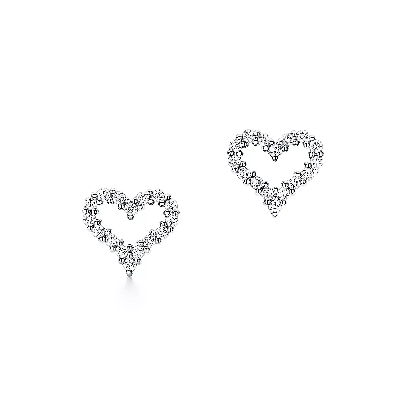 Tiffany  Co. Pavé-Effect Open Heart Stud Earrings Silver-Tone product view 7
