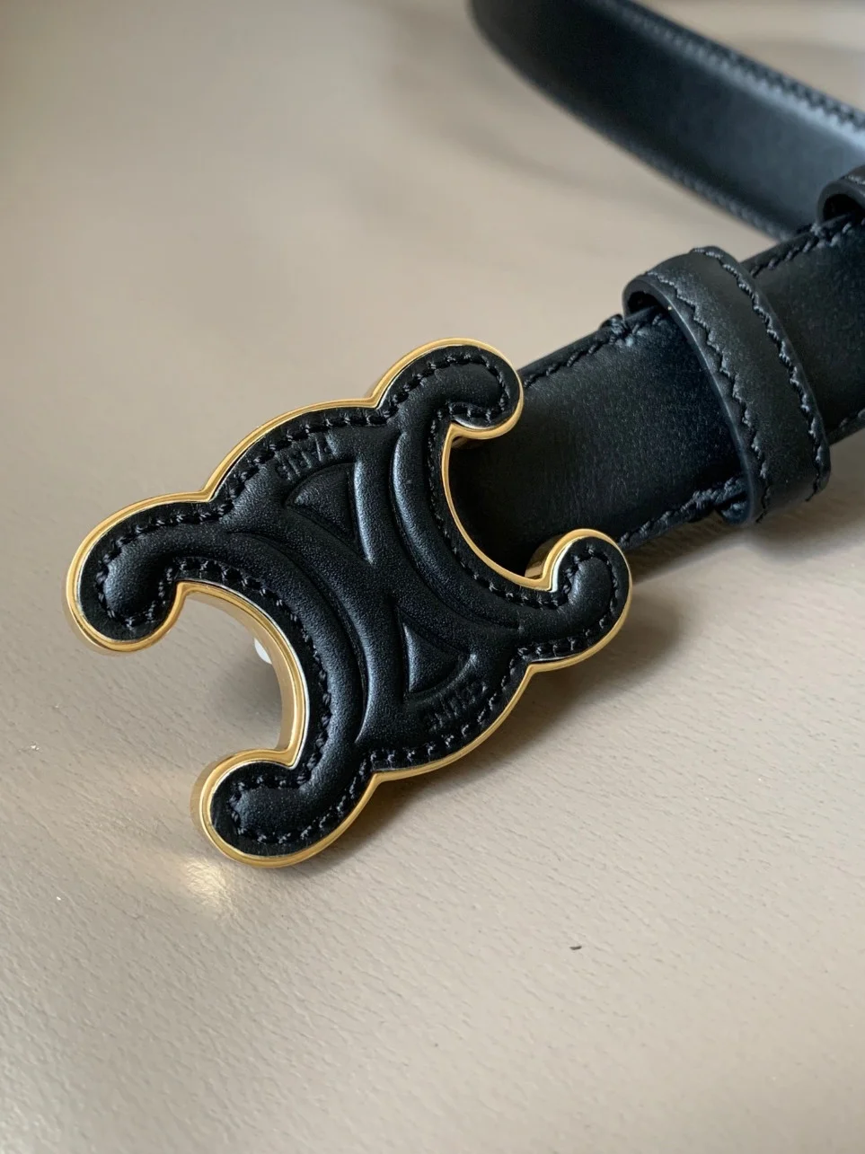 Celine Medium Cuir Triomphe Belt 25MM in Black Calfskin product view 6