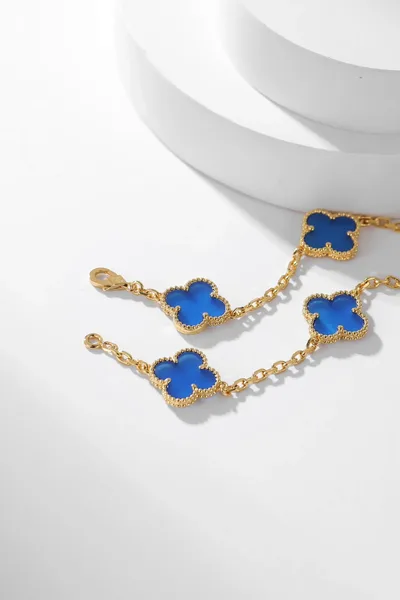 Van Cleef  Arpels Alhambra Blue Ten-Motif Gold-Tone Necklace product view 9