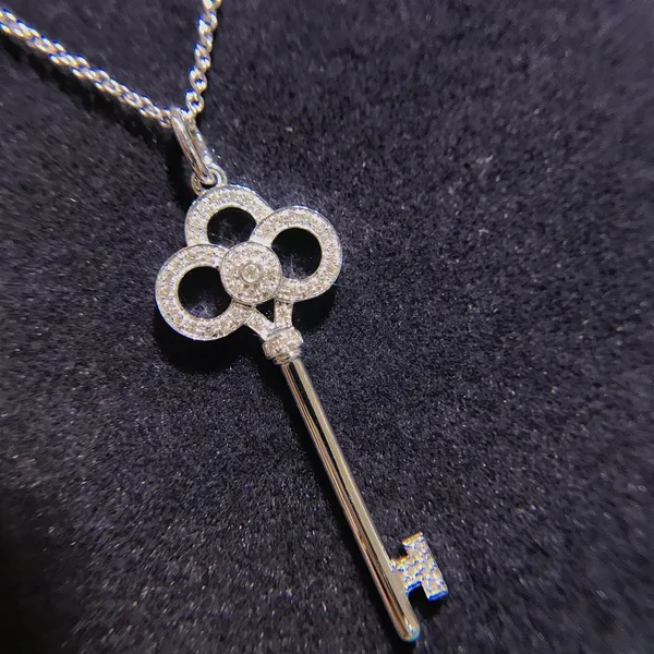 Tiffany  Co. Crown Key Pendant Necklace Silver-Tone product view 4
