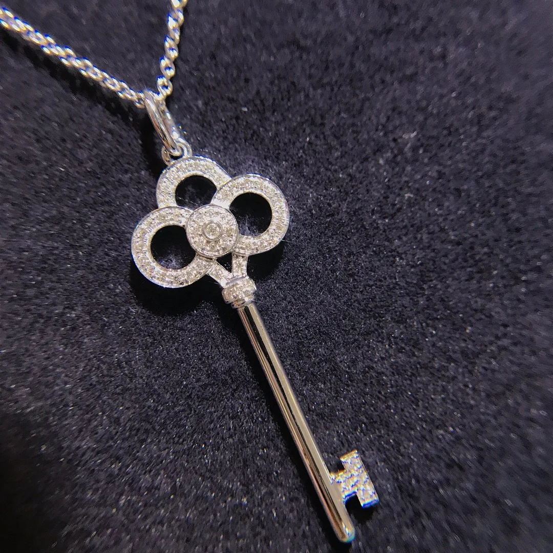 Tiffany  Co. Crown Key Pendant Necklace Silver-Tone product view 4