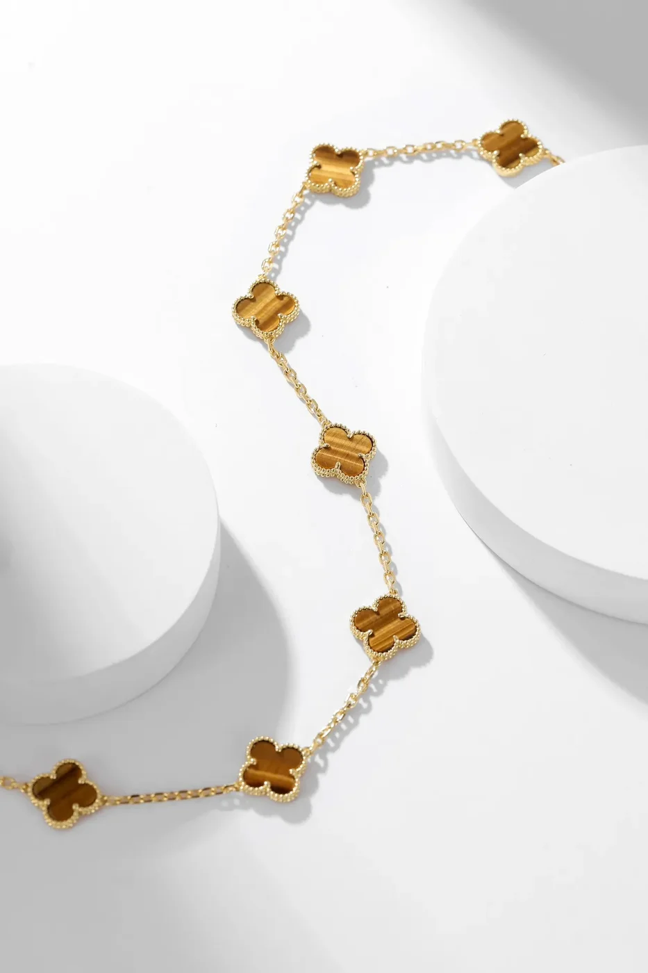 Van Cleef  Arpels Alhambra Brown Ten-Motif Gold-Tone Necklace product view 6