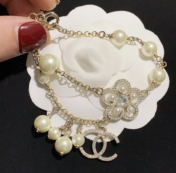 Chanel Flower CC Pearl-Effect Charm Bracelet Gold-Tone product view 3