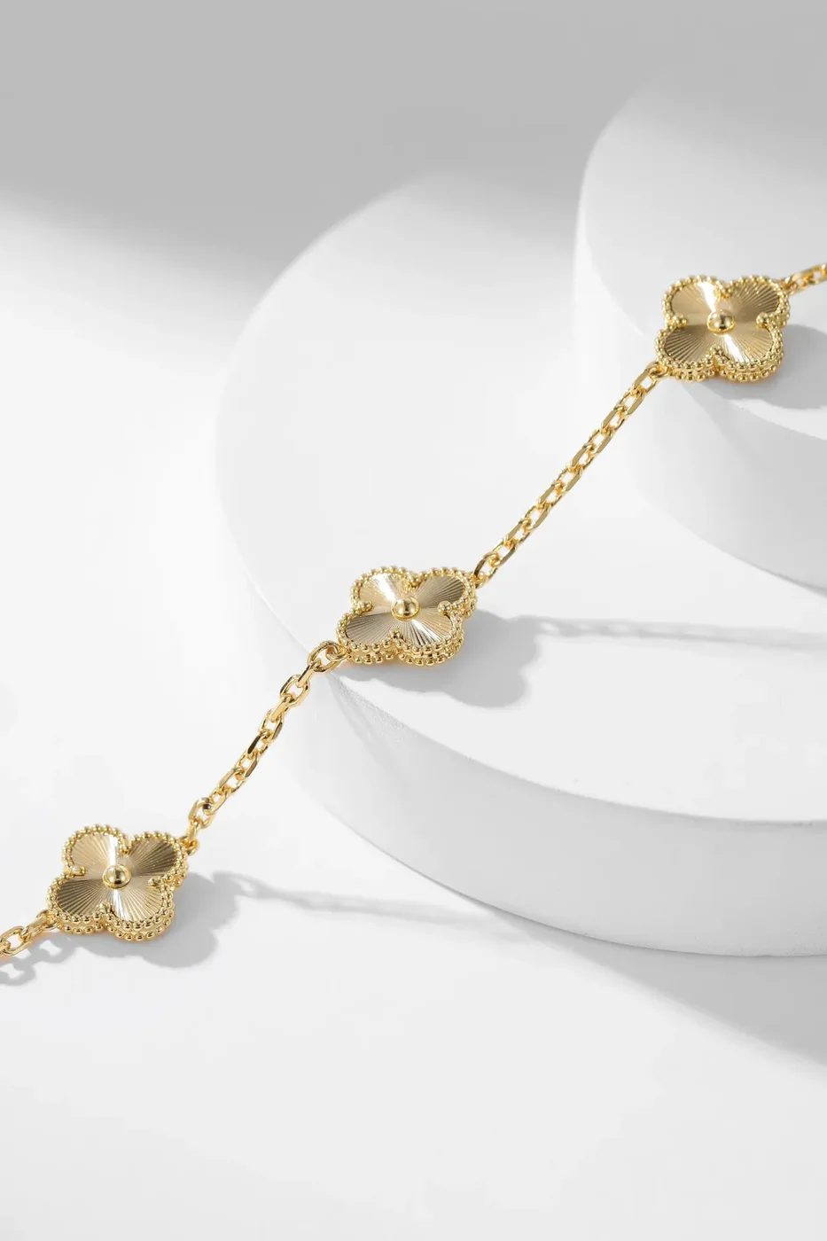 Van Cleef  Arpels Alhambra Pave-Effect Ten-Motif Gold-Tone Necklace product view 6