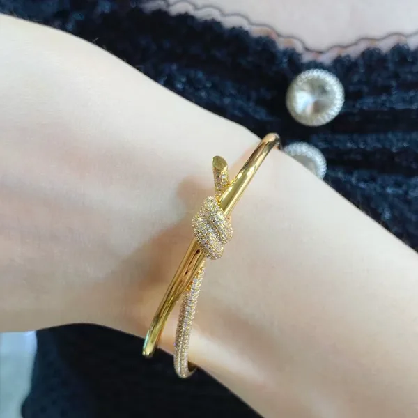 Tiffany  Co. Knot Double-Row Hinged Bangle Gold-Tone product photo