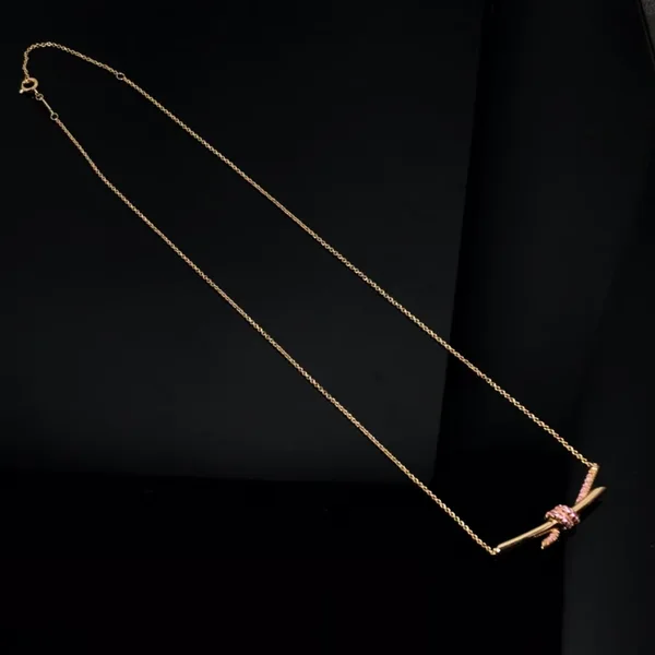 Tiffany  Co. Knot Pink Pavé-Effect Pendant Necklace Rose-Tone product view 8