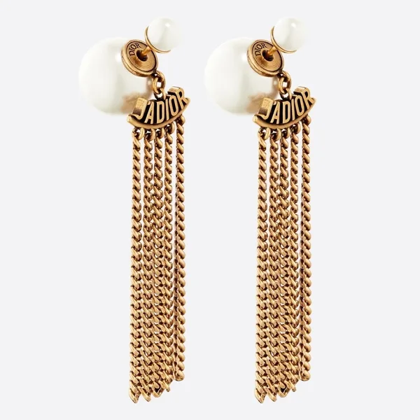 Dior Tribales Chain Earrings In Antique Gold-Finish Metal product photo