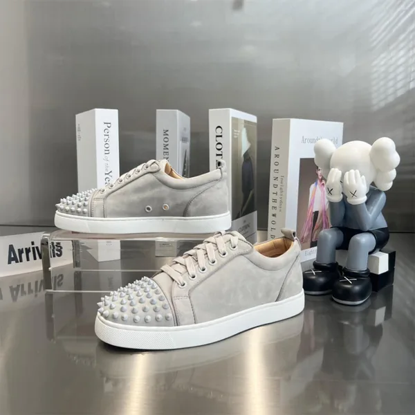 Christian Louboutin Louis Junior Spikes Textured Sneakers Off-White product photo