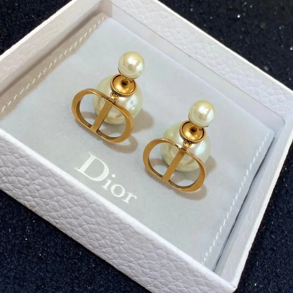 Dior Tribales Earrings In Antique Gold-Finish Metal and White Resin Pearl-Effect Details product view 4