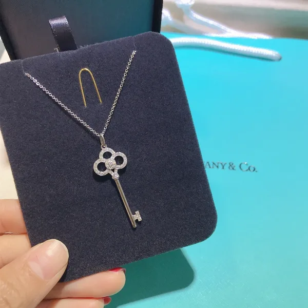 Tiffany  Co. Crown Key Pendant Necklace Silver-Tone product view 2