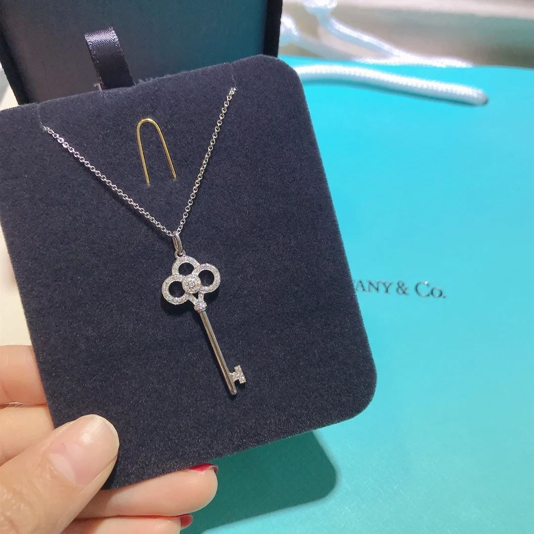 Tiffany  Co. Crown Key Pendant Necklace Silver-Tone product view 2