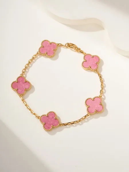 Van Cleef  Arpels Alhambra Pink Five-Clover Gold-Tone Bracelet product photo