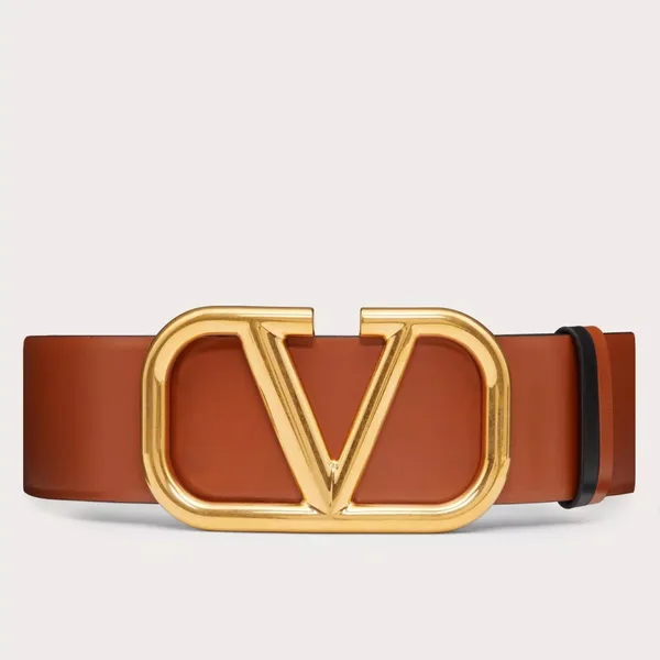 Valentino VLogo Reversible Belt 70mm in Brown and Black Calfskin product photo