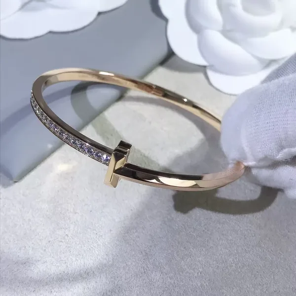 Tiffany  Co. T1 Narrow Half Pavé-Effect Hinged Bangle Two-Tone product view 3