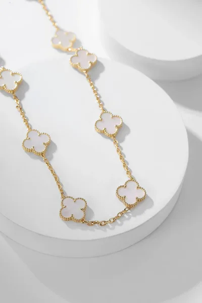 Van Cleef  Arpels Alhambra White Ten-Motif Gold-Tone Necklace product view 4