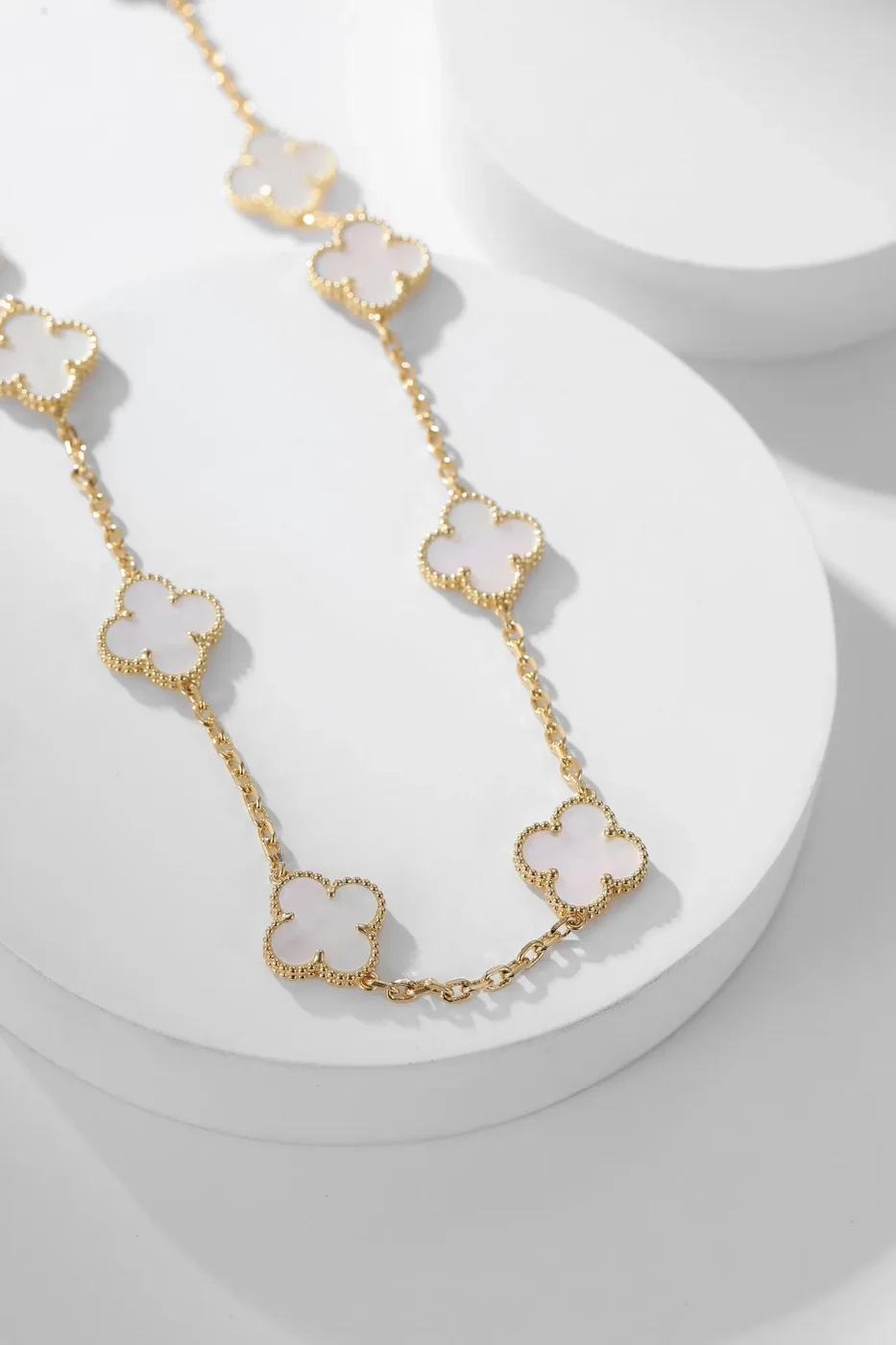 Van Cleef  Arpels Alhambra White Ten-Motif Gold-Tone Necklace product view 4