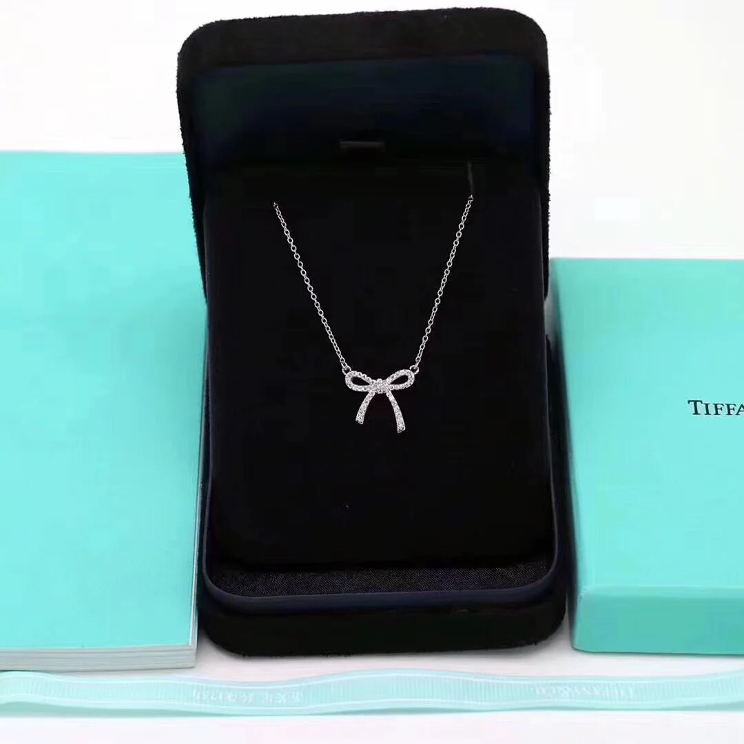 Tiffany  Co. Mini Pavé-Effect Bow Necklace Silver-Tone product view 2