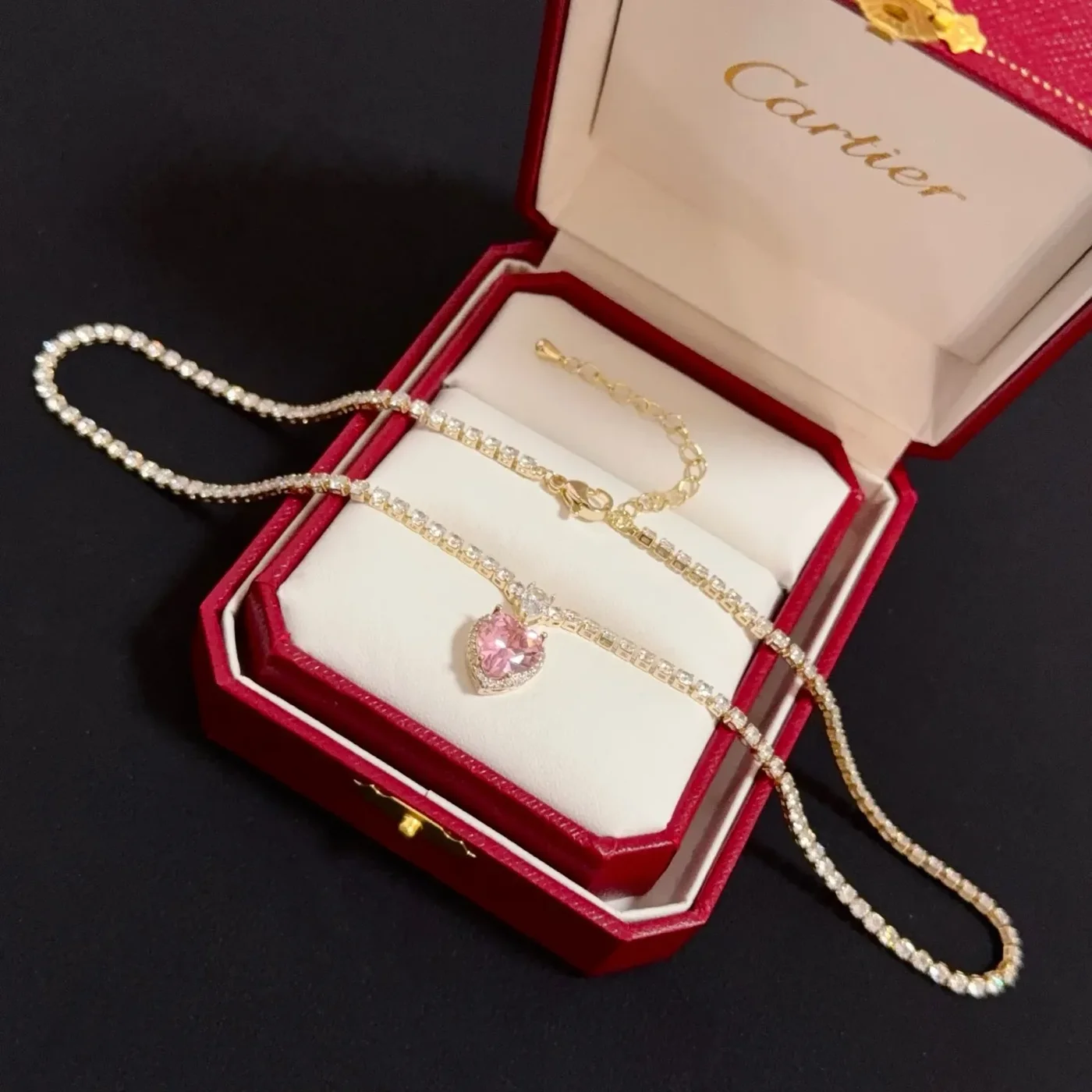 Cartier Pink Heart Gold-Tone Pendant Necklace product view 1