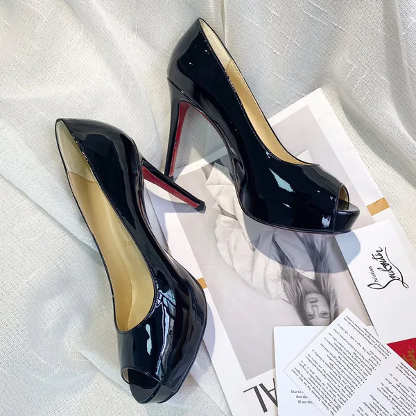 Christian Louboutin New Very Prive 120 Peep-Toe Platform Pumps Black product view 4