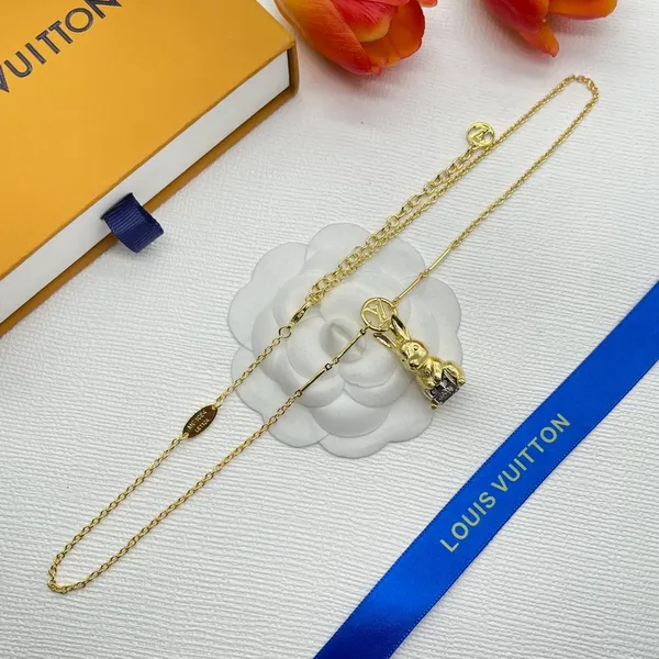 Louis Vuitton Sculptural Rabbit Pendant Necklace Gold-Tone product view 3