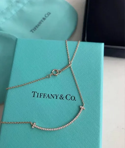 Tiffany  Co. T Smile Pavé-Effect Necklace Rose-Tone product view 2