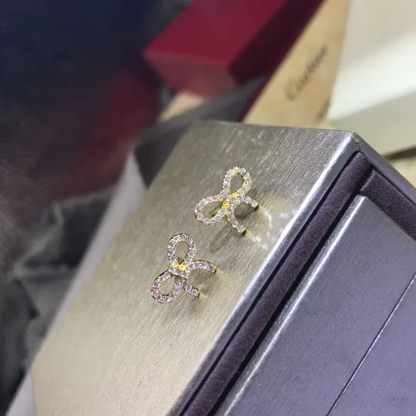 Tiffany  Co. Pavé-Effect Bow Stud Earrings Gold-Tone product photo