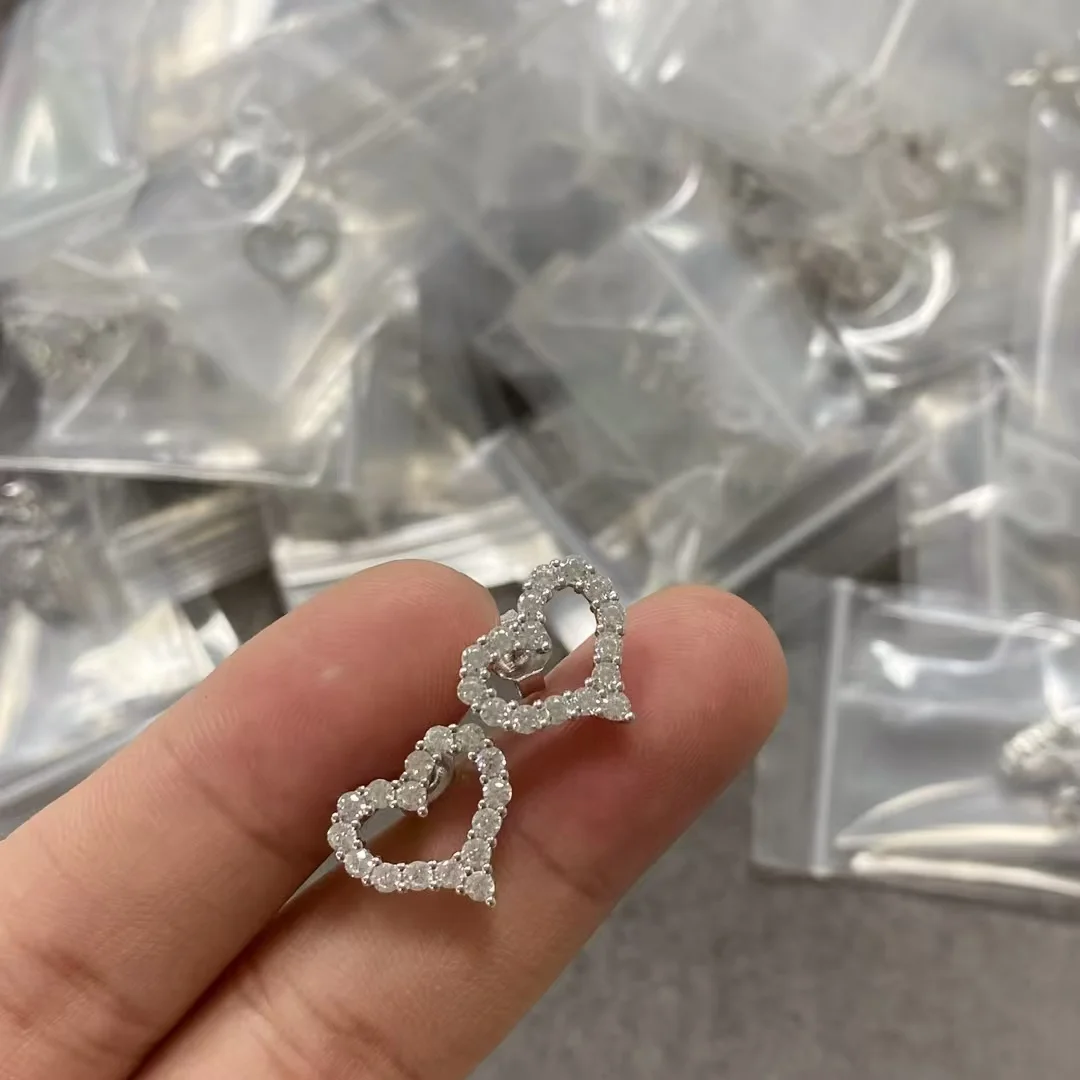 Tiffany  Co. Pavé-Effect Open Heart Stud Earrings Silver-Tone product view 6