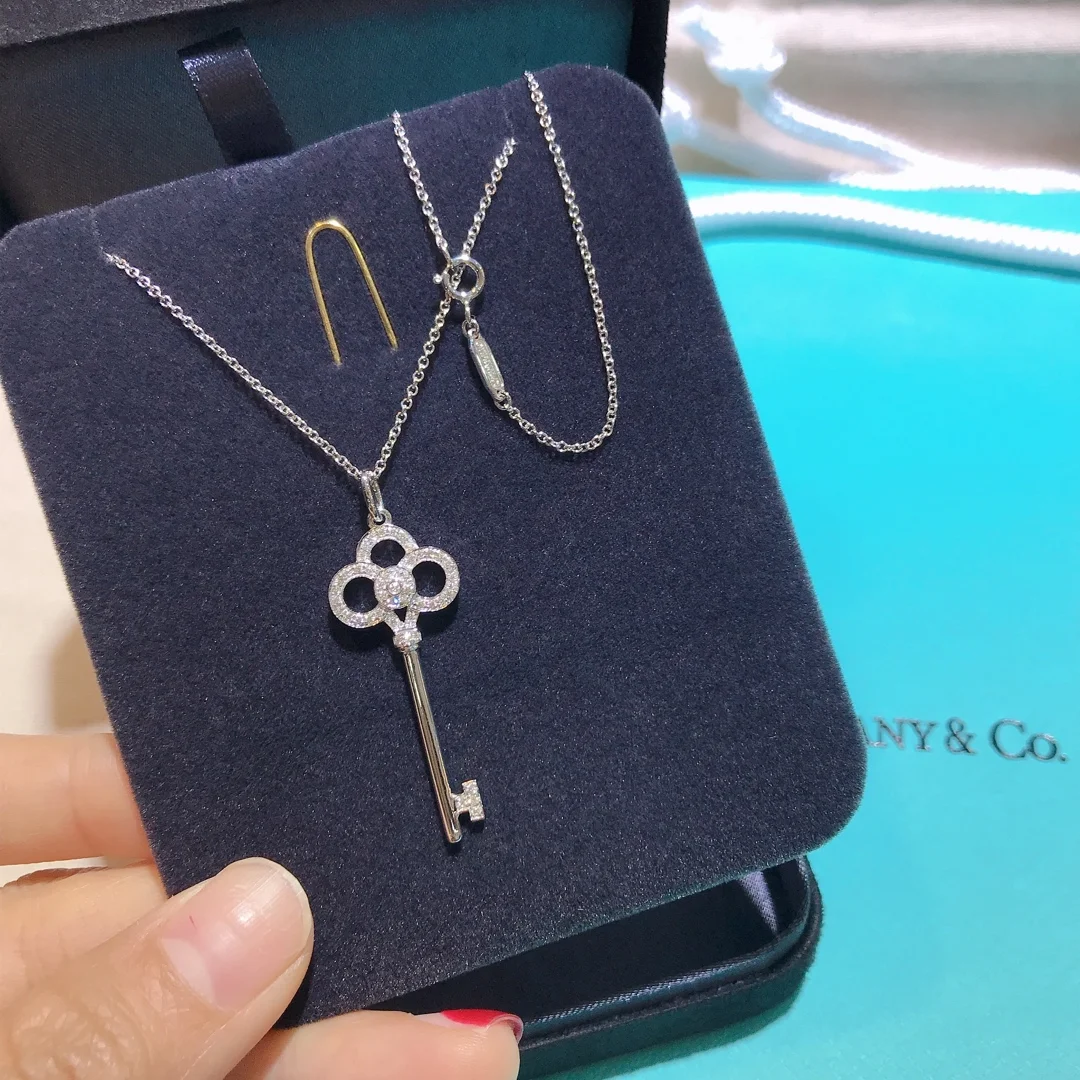 Tiffany  Co. Crown Key Pendant Necklace Silver-Tone product view 3