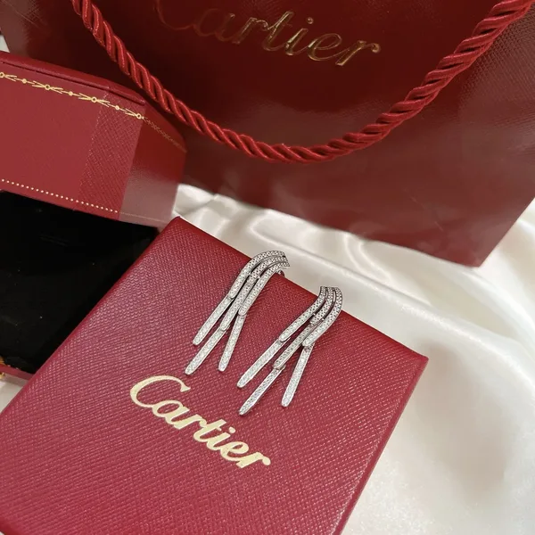 Cartier Silver-Tone Fringe Tassel Drop Earrings product view 6