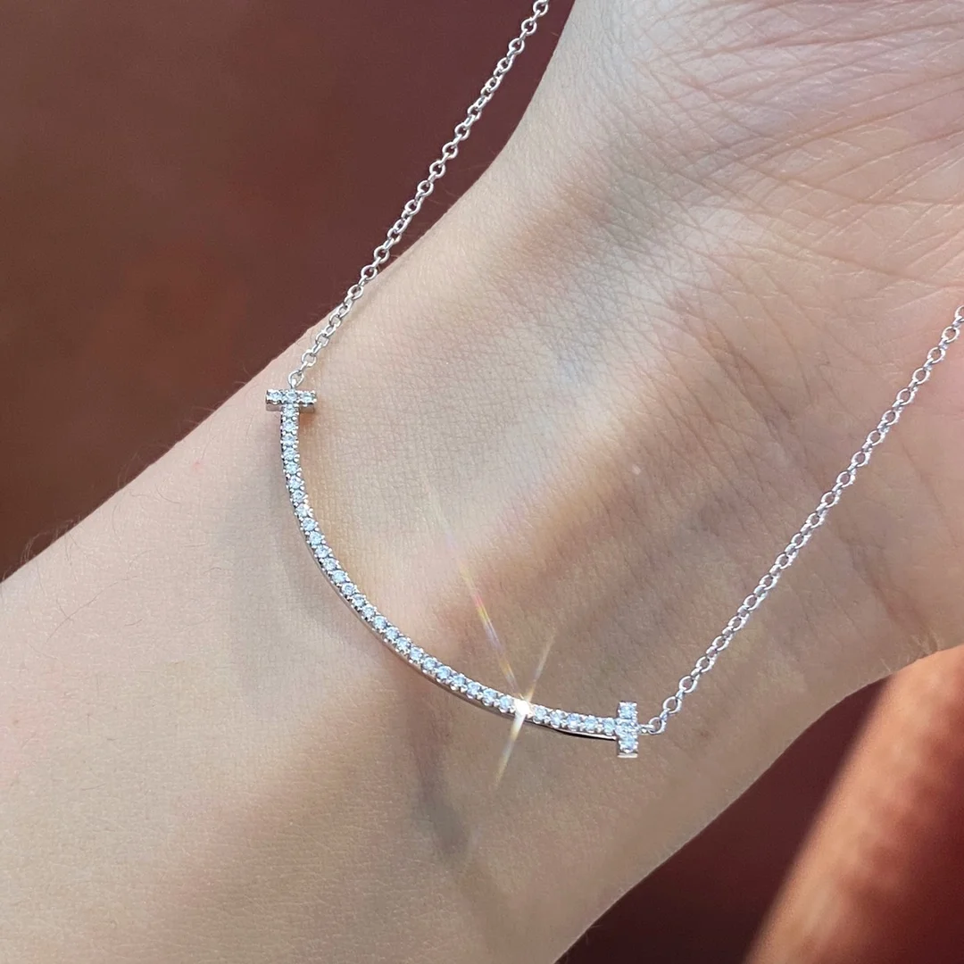 Tiffany  Co. T Smile Pavé-Effect Necklace Silver-Tone product view 3