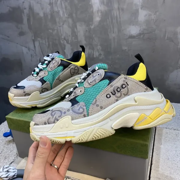 Gucci Balenciaga Triple S Beige Green Yellow Sneaker product view 3