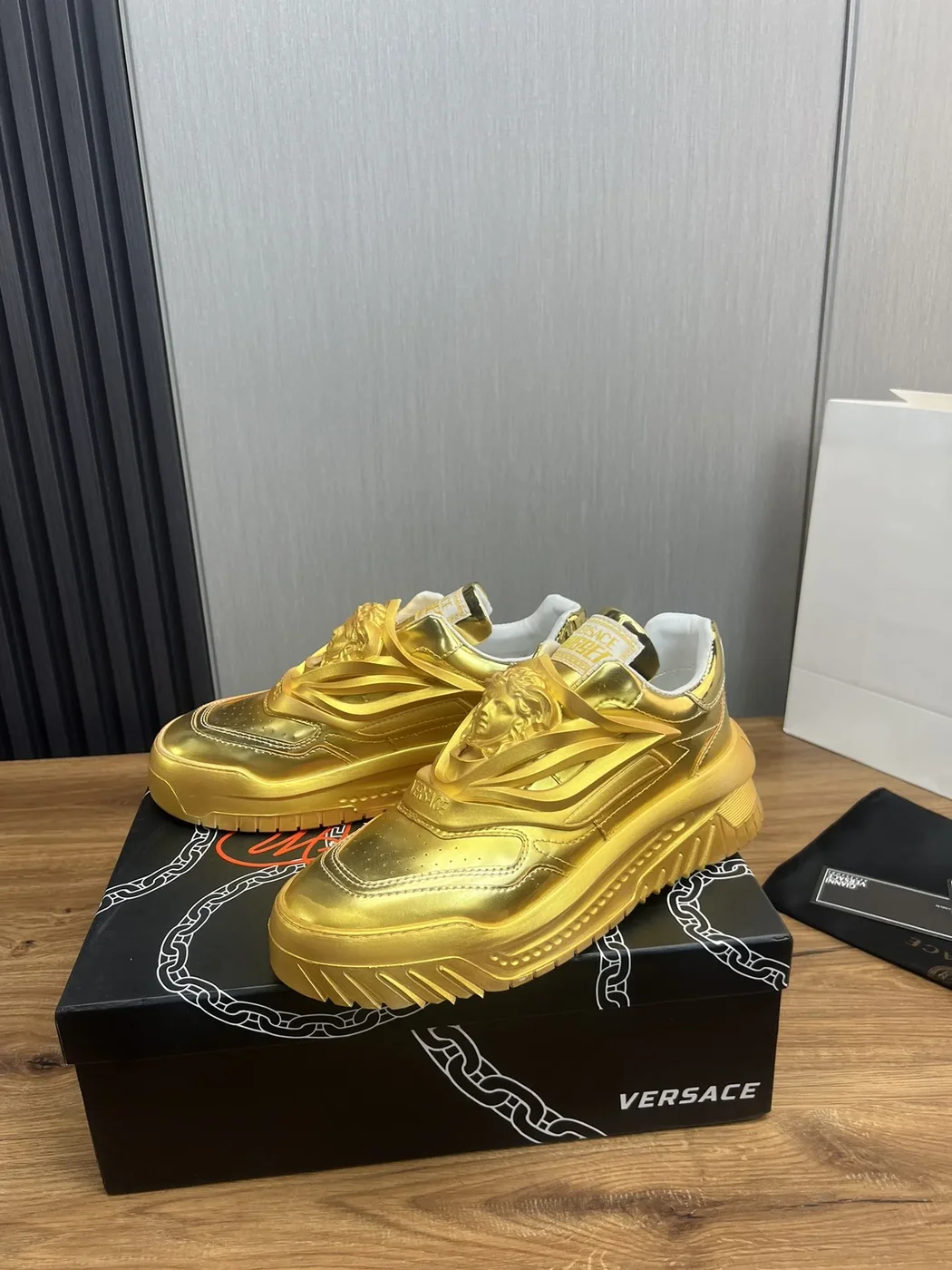 Versace Leather Sneakers Gold product view 3