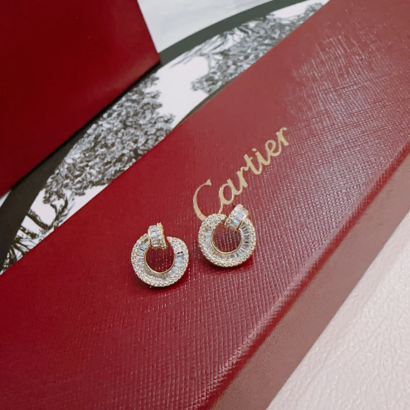 Cartier Gold-Tone Hoop Earrings with Pave-Effect Accents product view 2