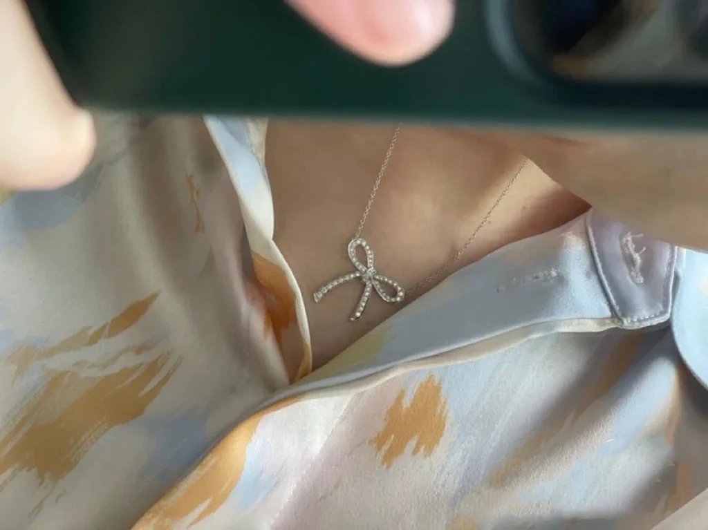 Tiffany  Co. Large Pavé-Effect Bow Necklace Silver-Tone product view 4
