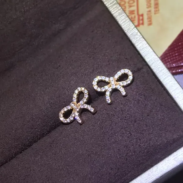 Tiffany  Co. Pavé-Effect Bow Stud Earrings Silver-Tone product photo