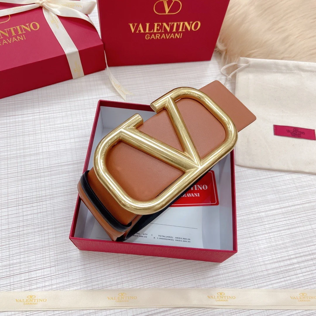 Valentino VLogo Reversible Belt 70mm in Brown and Black Calfskin product view 2