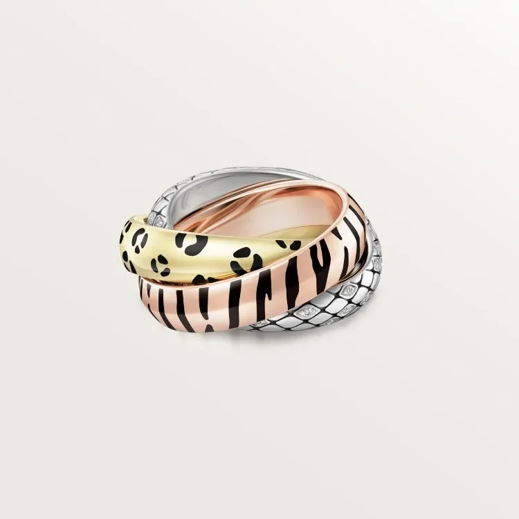 Cartier Trinity Three-Tone Animal-Pattern Interlocking Ring product view 1