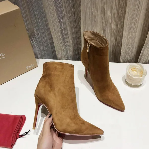 Christian Louboutin So Kate Booty 100 Suede-Effect Ankle Boots Brown product view 6