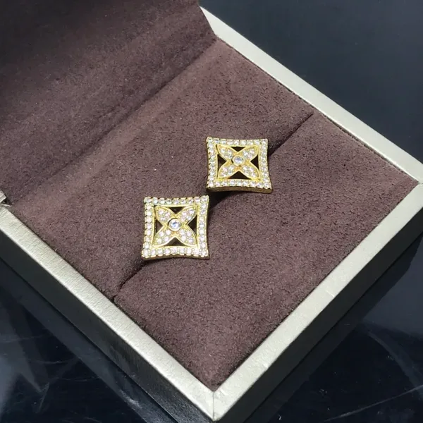 Louis Vuitton Full Pavé Star Stud Earrings Gold-Tone product view 3