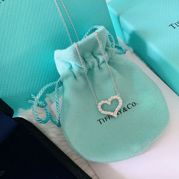 Tiffany  Co. Medium Pavé-Effect Open Heart Necklace Silver-Tone product view 2